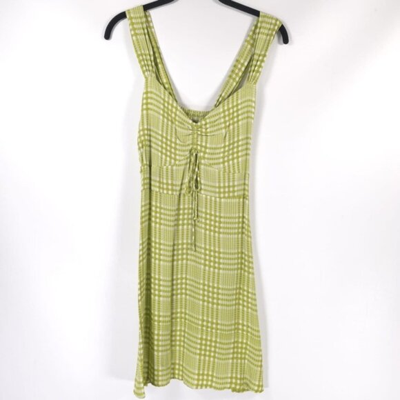 NWT FAITHFULL THE BRAND Imogen Mini Dress Djerra Check Lime FF1621-DCL SMALL - Picture 2 of 14